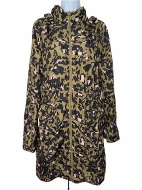 Brave Soul Green Black ASOS Festival Camo Leopard Trench Size M Tall